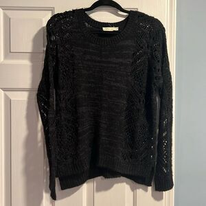 Anthropologie Staring at Stars heathered black Open Knit Sweater
